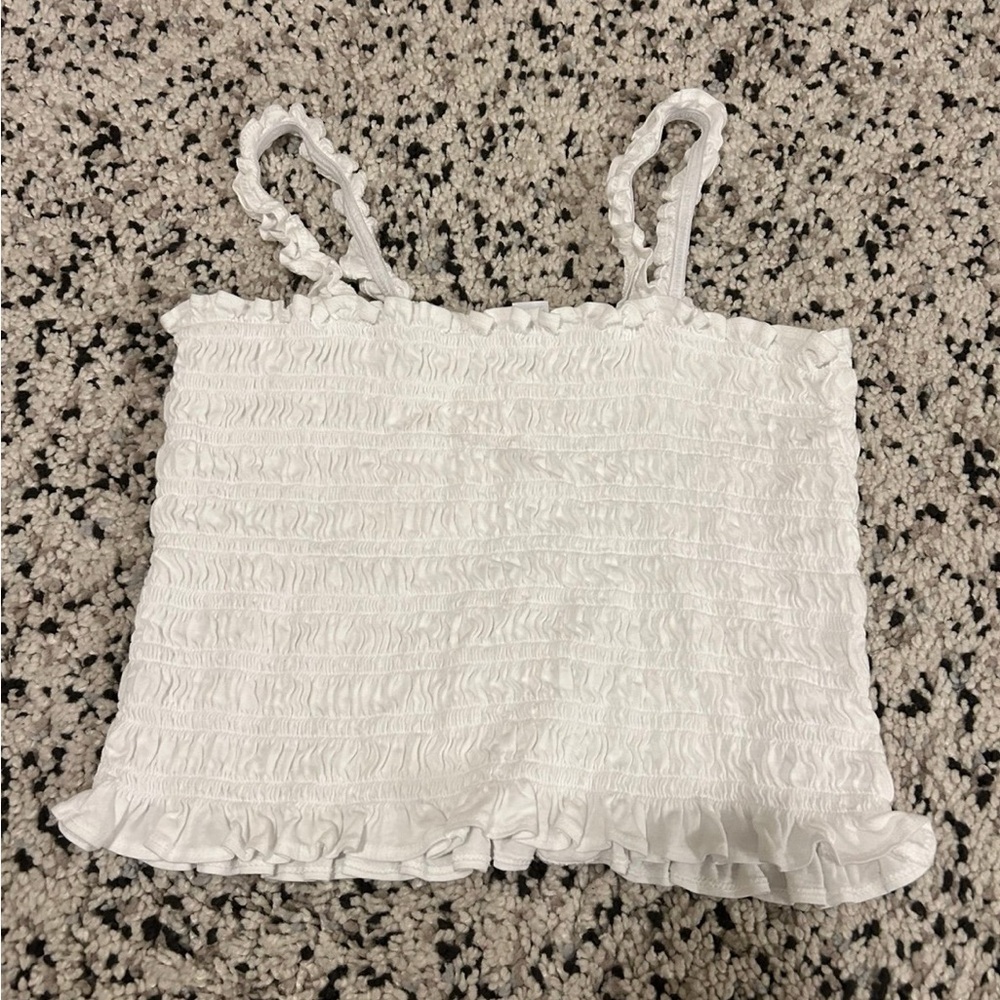 White Ruffled Smocked Top